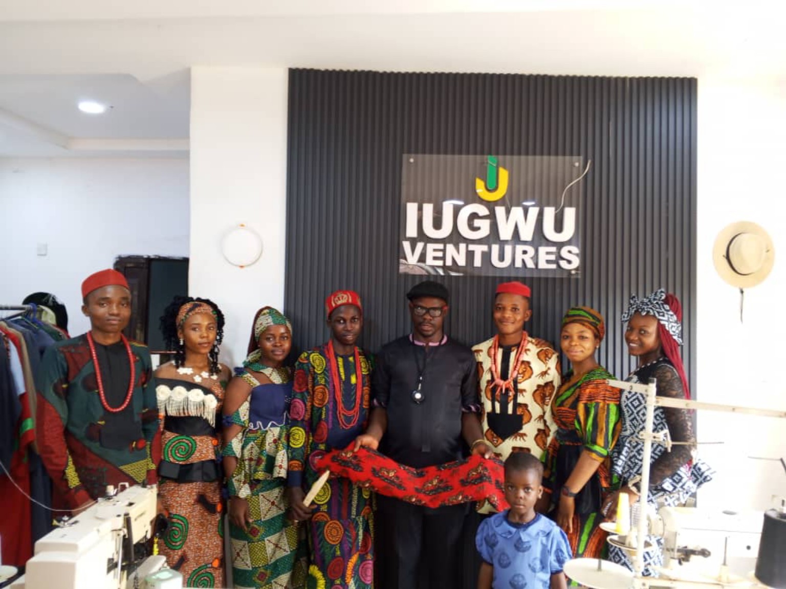 IUGWU VENTURES founder and students presenting traditional fashion projects in the workshop